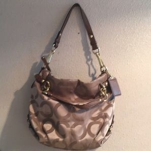 Logo brown coach handbag